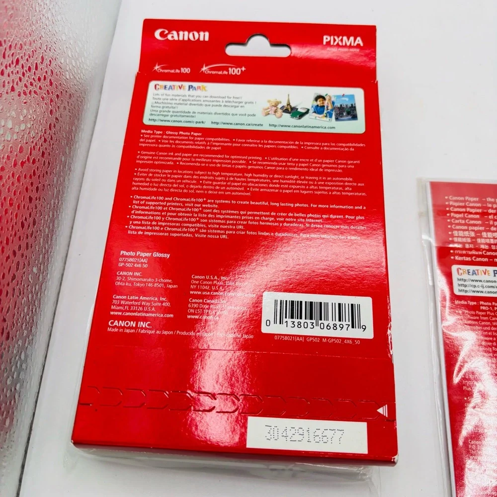 Canon Photo Paper Plus Glossy II and Photo Paper Glossy Pack.